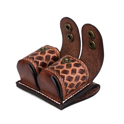 TOURBON Leather Double Speedloader Pouch For .38 .357 .44 .45